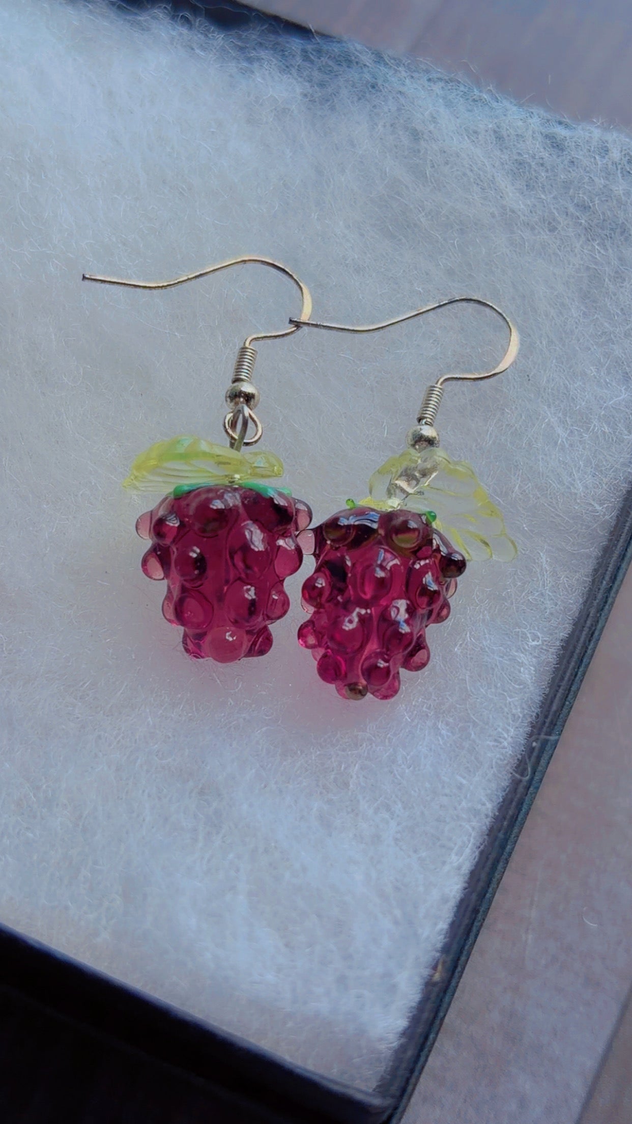 Glass blackberry earrings