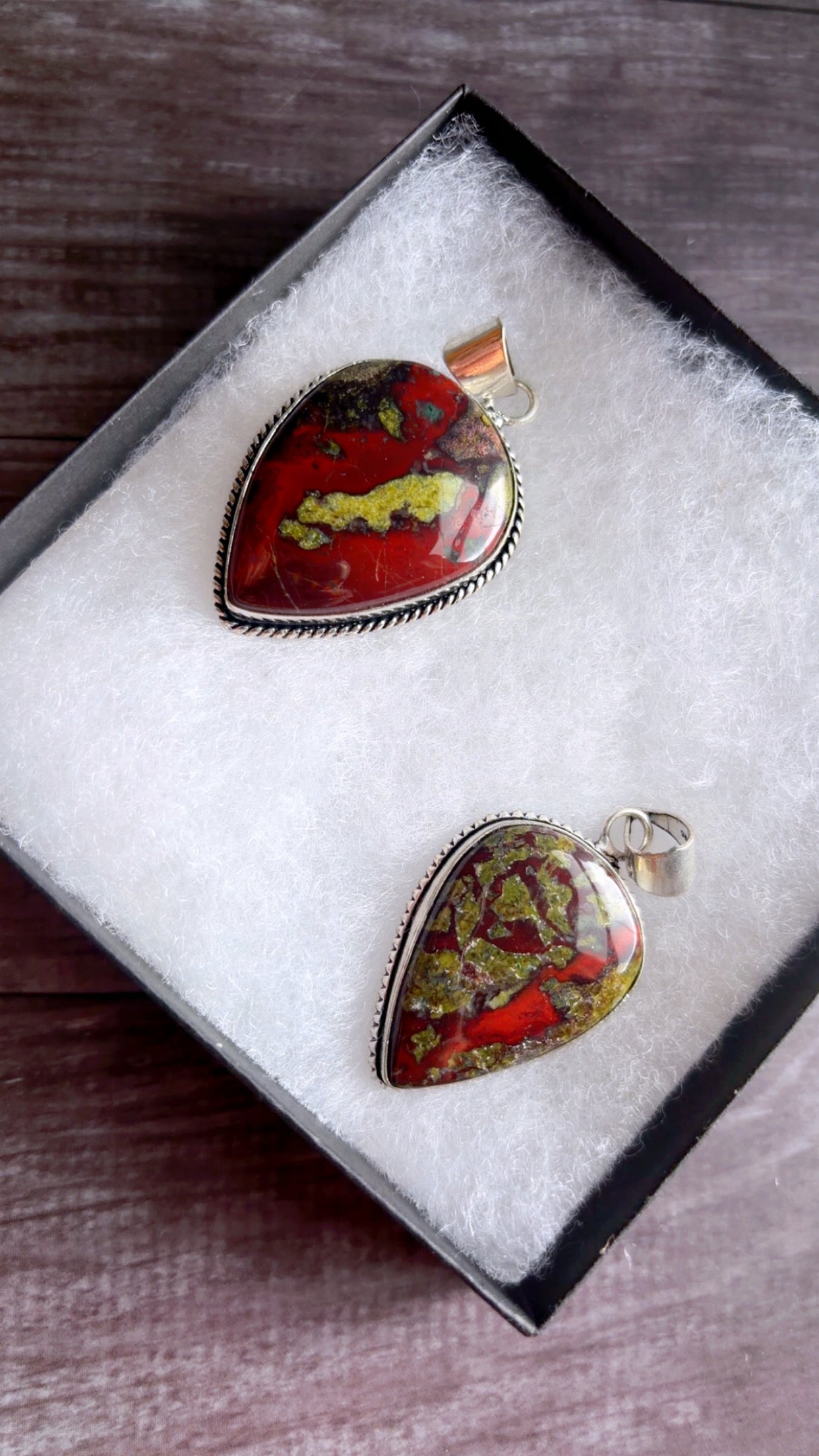 Dragons blood jasper gemstone pendants