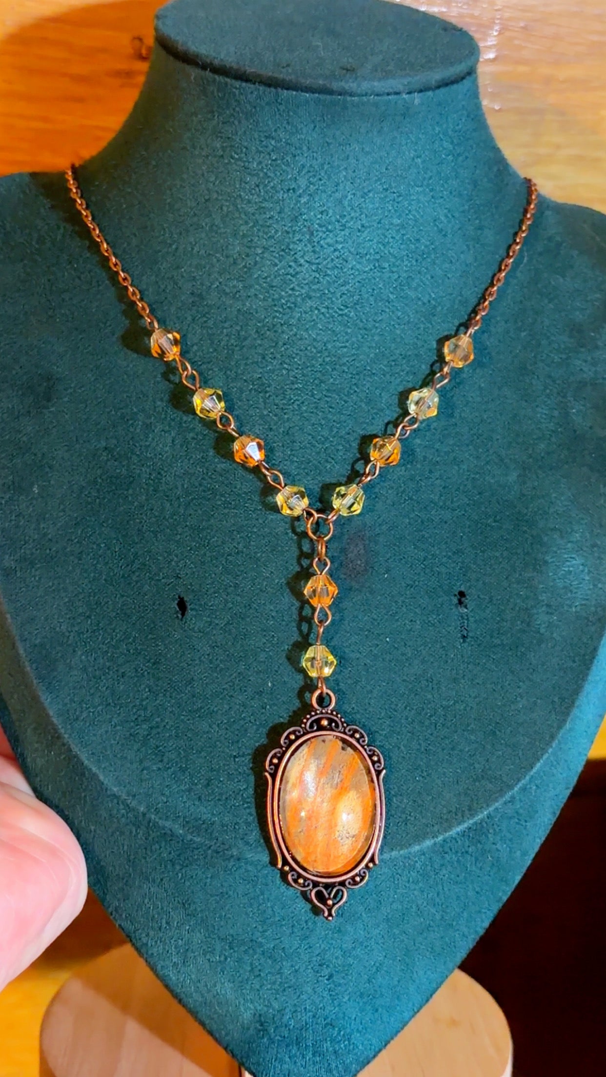 Handmade regal moth wing cameo necklace