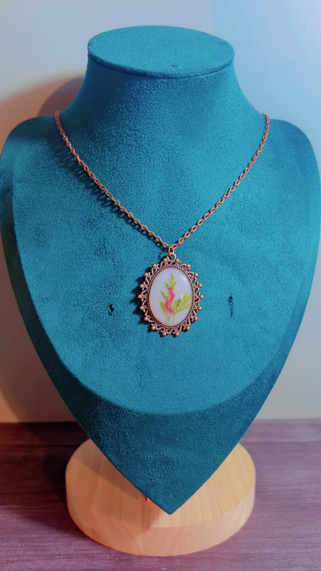 Handmade centipede cameo necklace