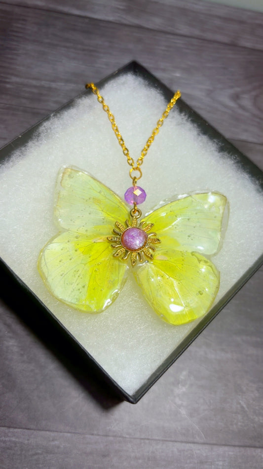 Handmade real butterfly wing necklace