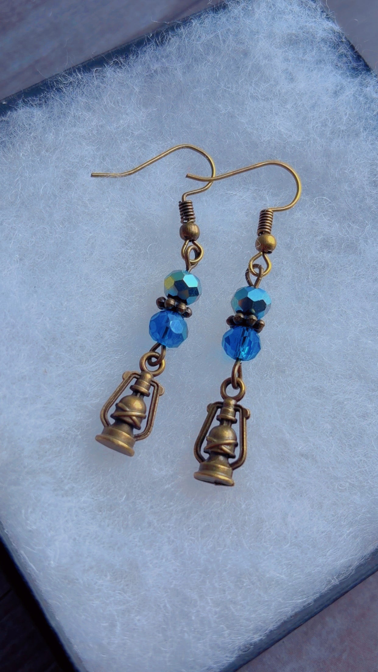 Handmade brass lantern earrings