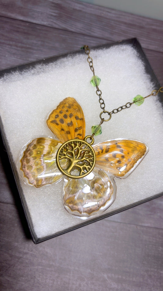 Handmade real butterfly wing necklace