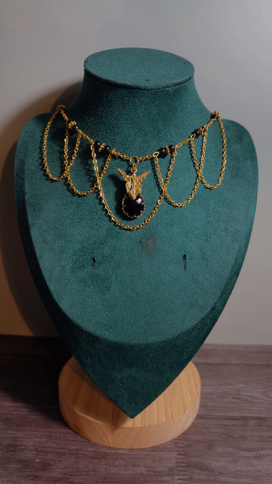 Handmade black onyx fairy necklace