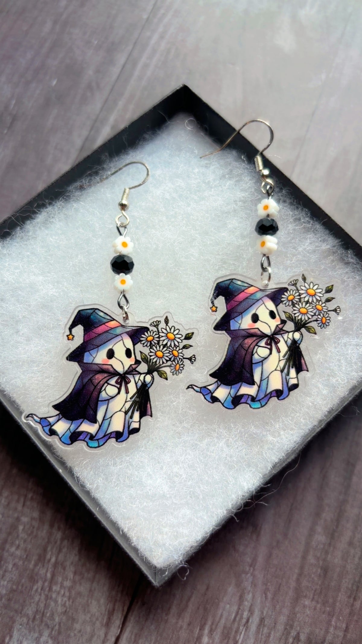 Handmade ghost bouquet earrings