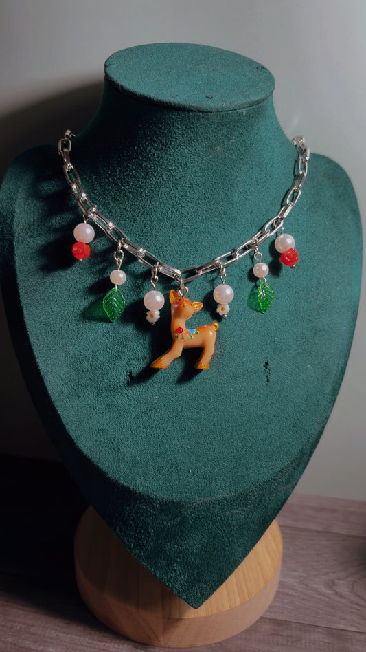 Handmade cottagecore deer necklace