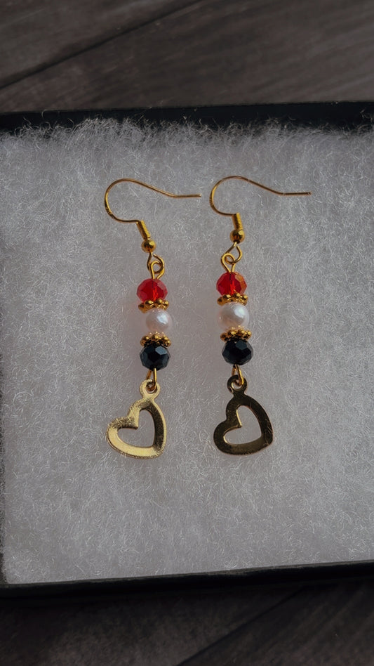 Handmade gold heart earrings
