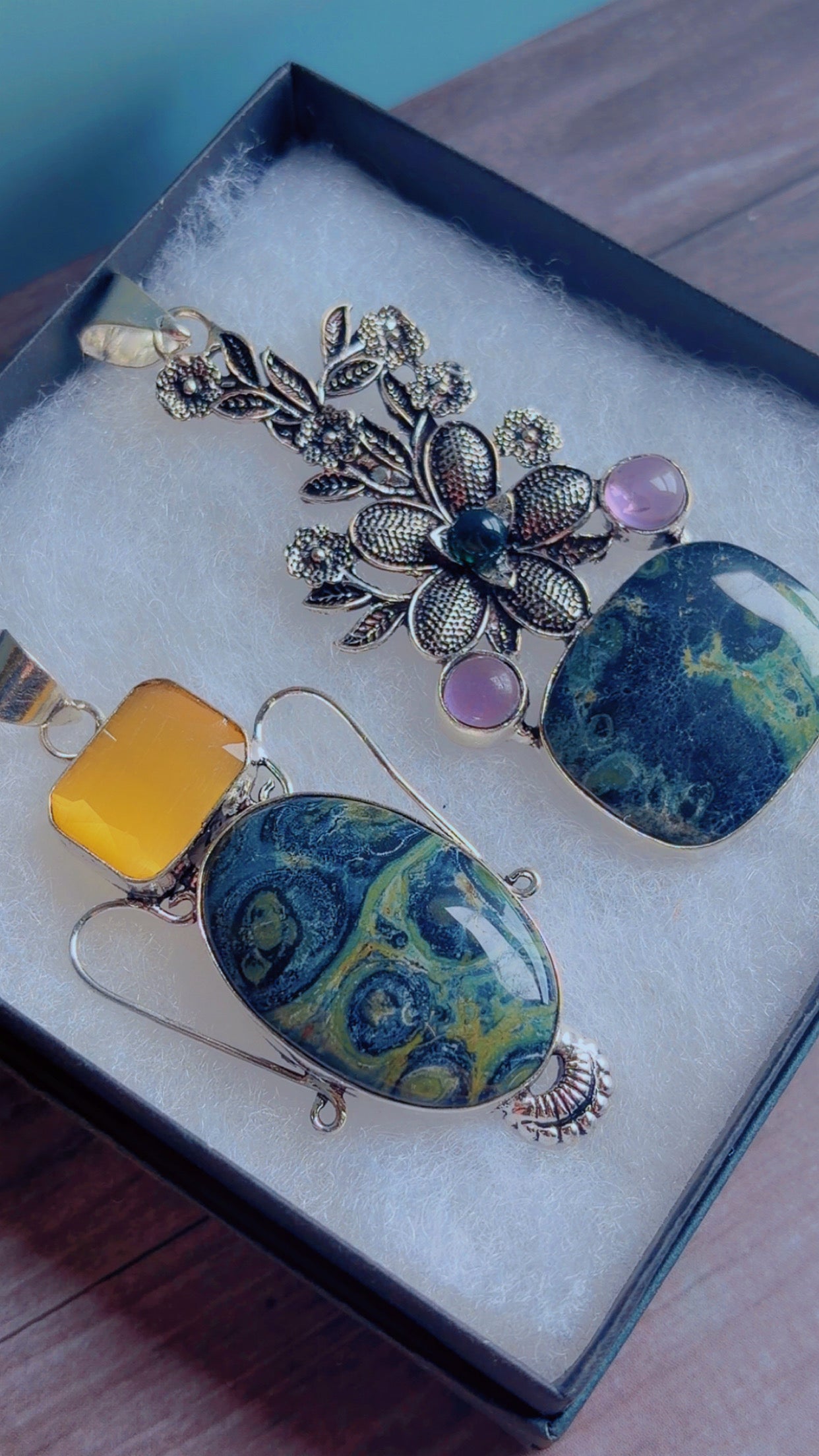 Kombaba jasper gemstone pendants