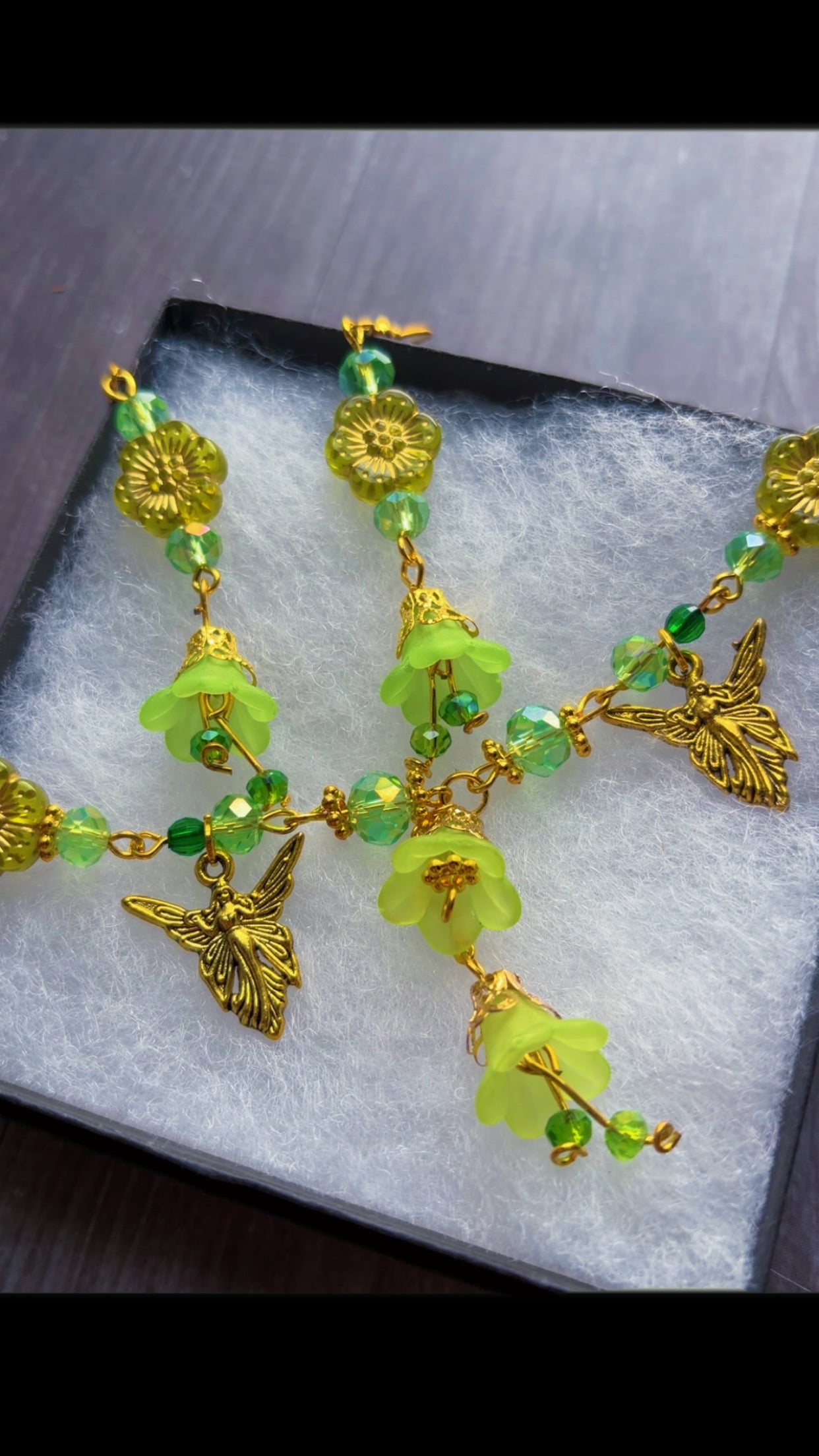 Handmade green garden fairy set