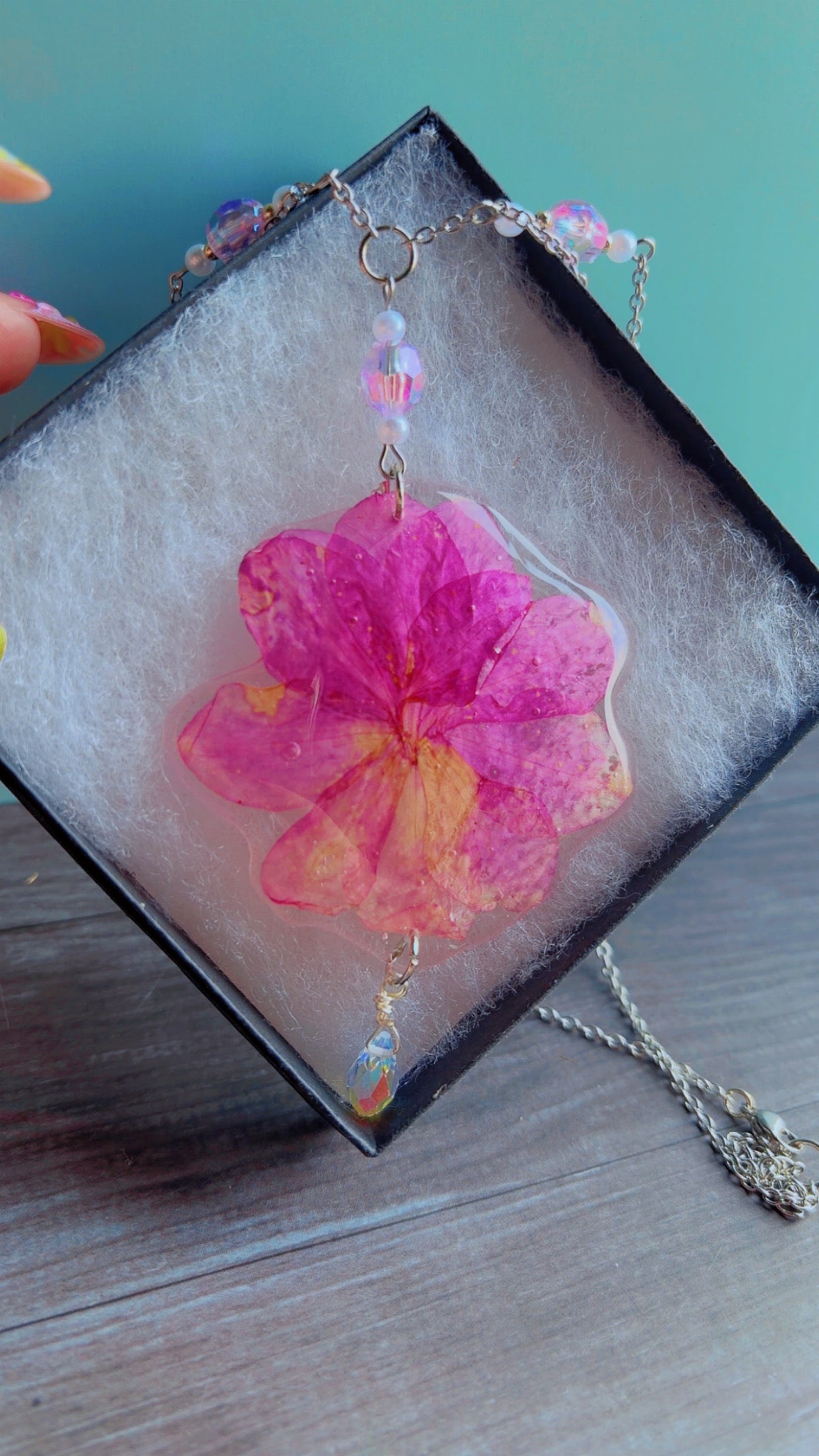 Handmade pink azalea necklace & earrings set