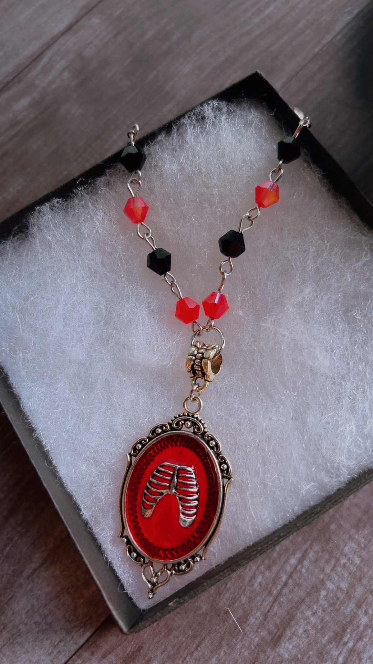 Handmade ribcage cameo necklace