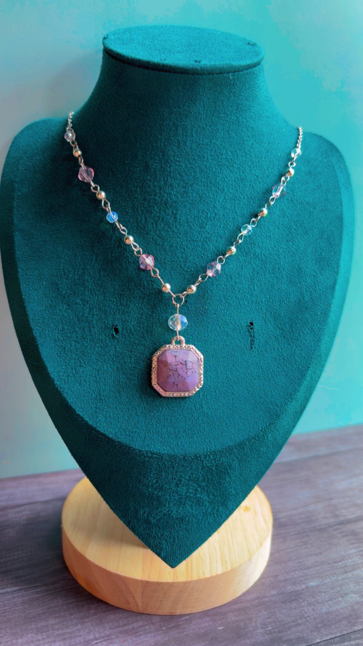 Handmade faux rhinestone necklace