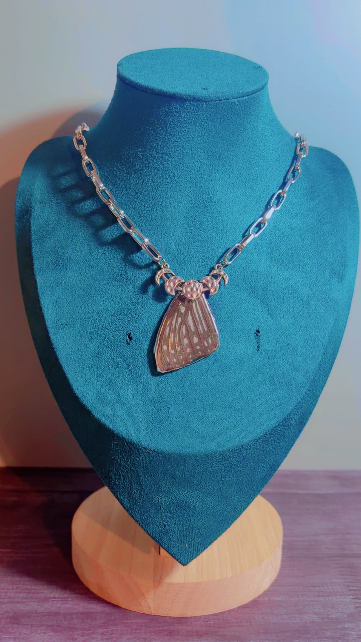 Handmade real butterfly wing necklace
