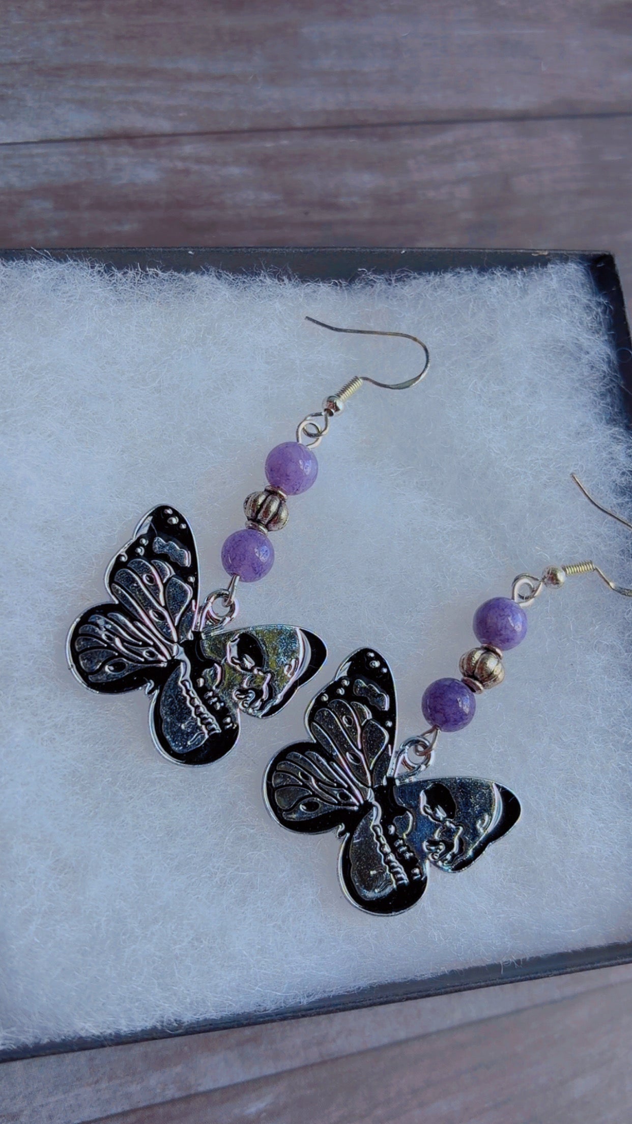 Handmade punk style butterfly earrings
