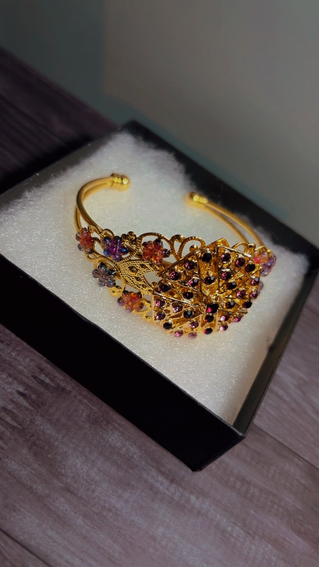 Handmade adjustable rhinestone cuff bracelet
