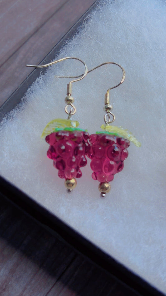 Glass blackberry earrings