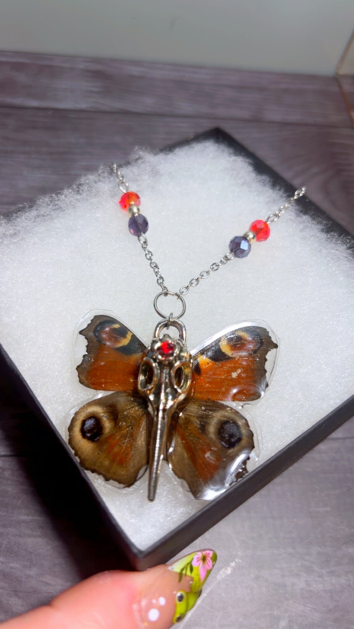 Handmade real butterfly wing necklace