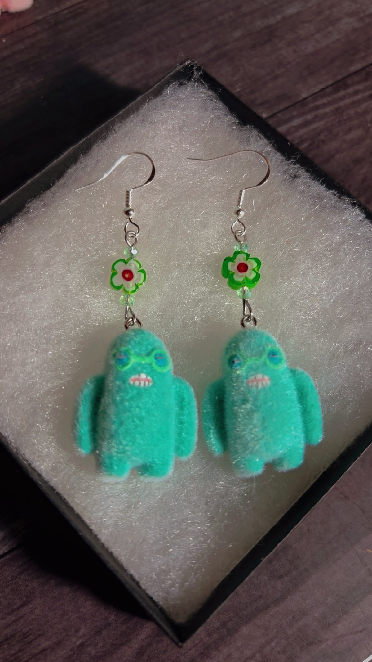 Handmade fuzzy little monster earrings (fuggler inspired)