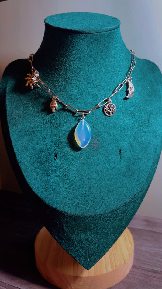 Handmade opalite charm necklace