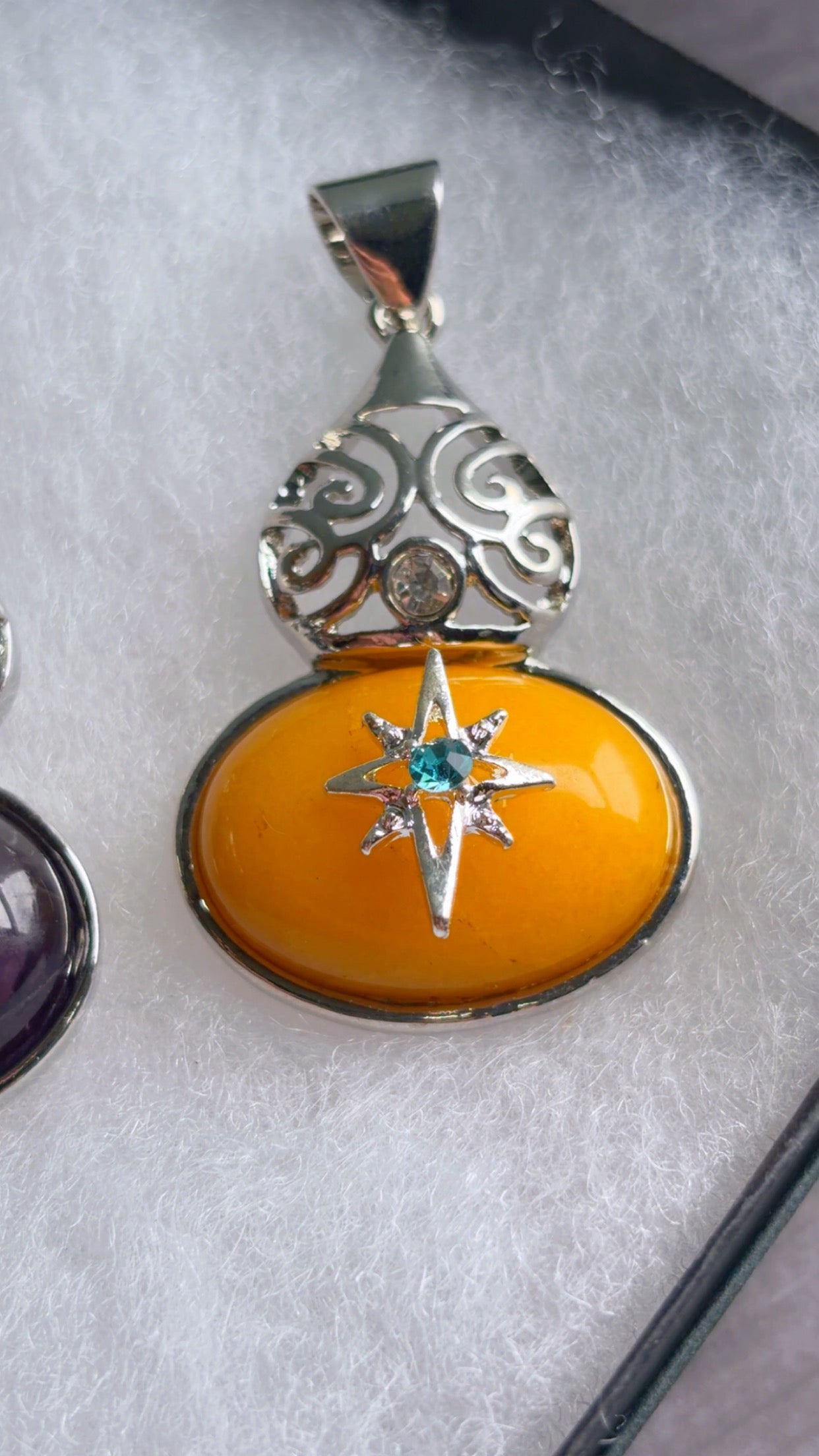 Amethyst & yellow aventurine pendants