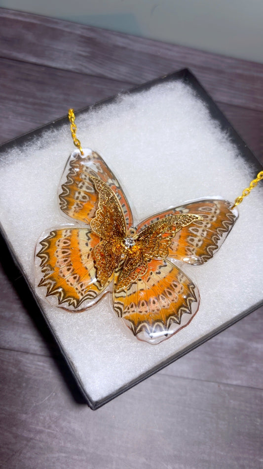 Handmade real butterfly wing necklace