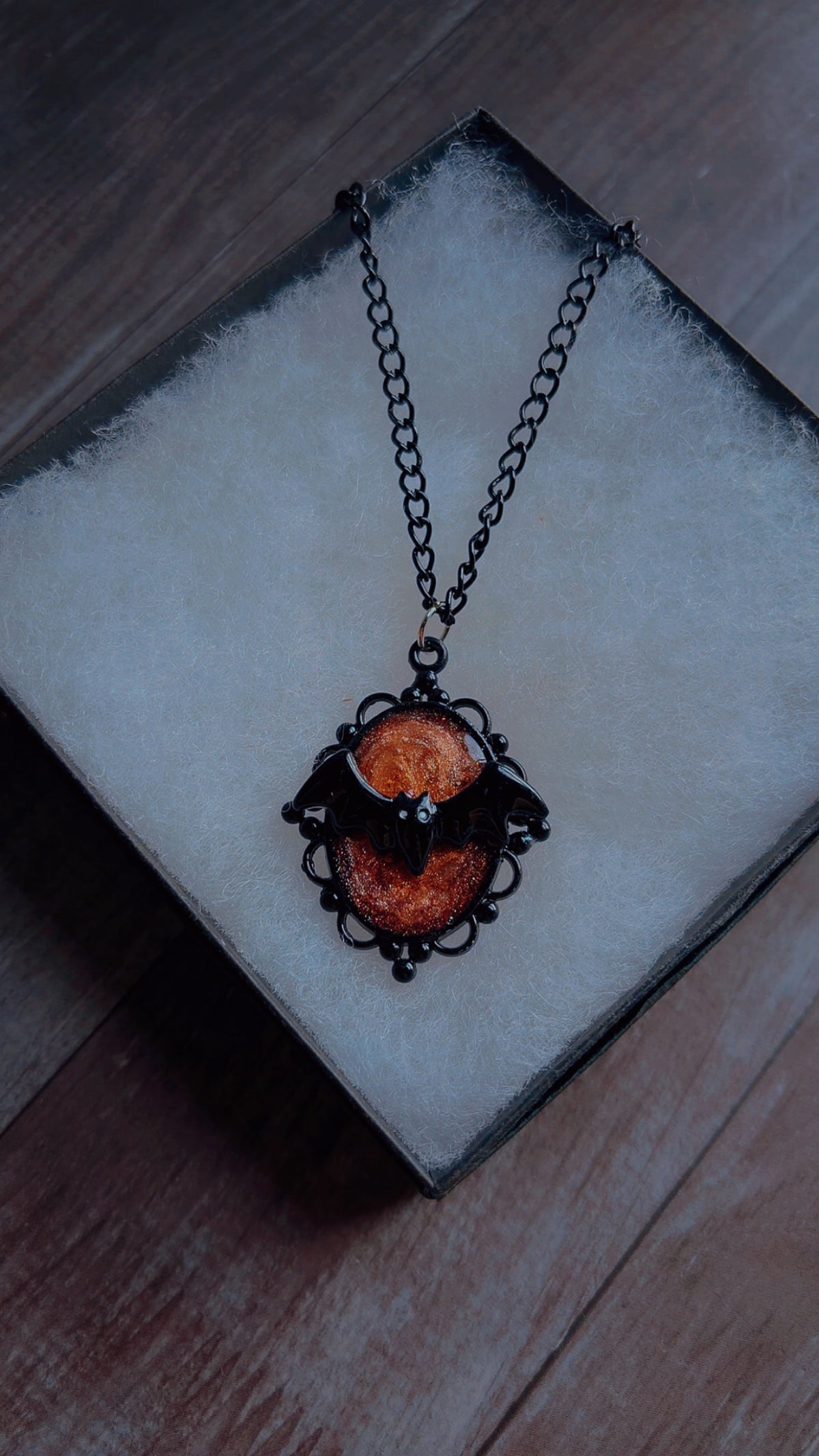 Handmade bat cameo necklace