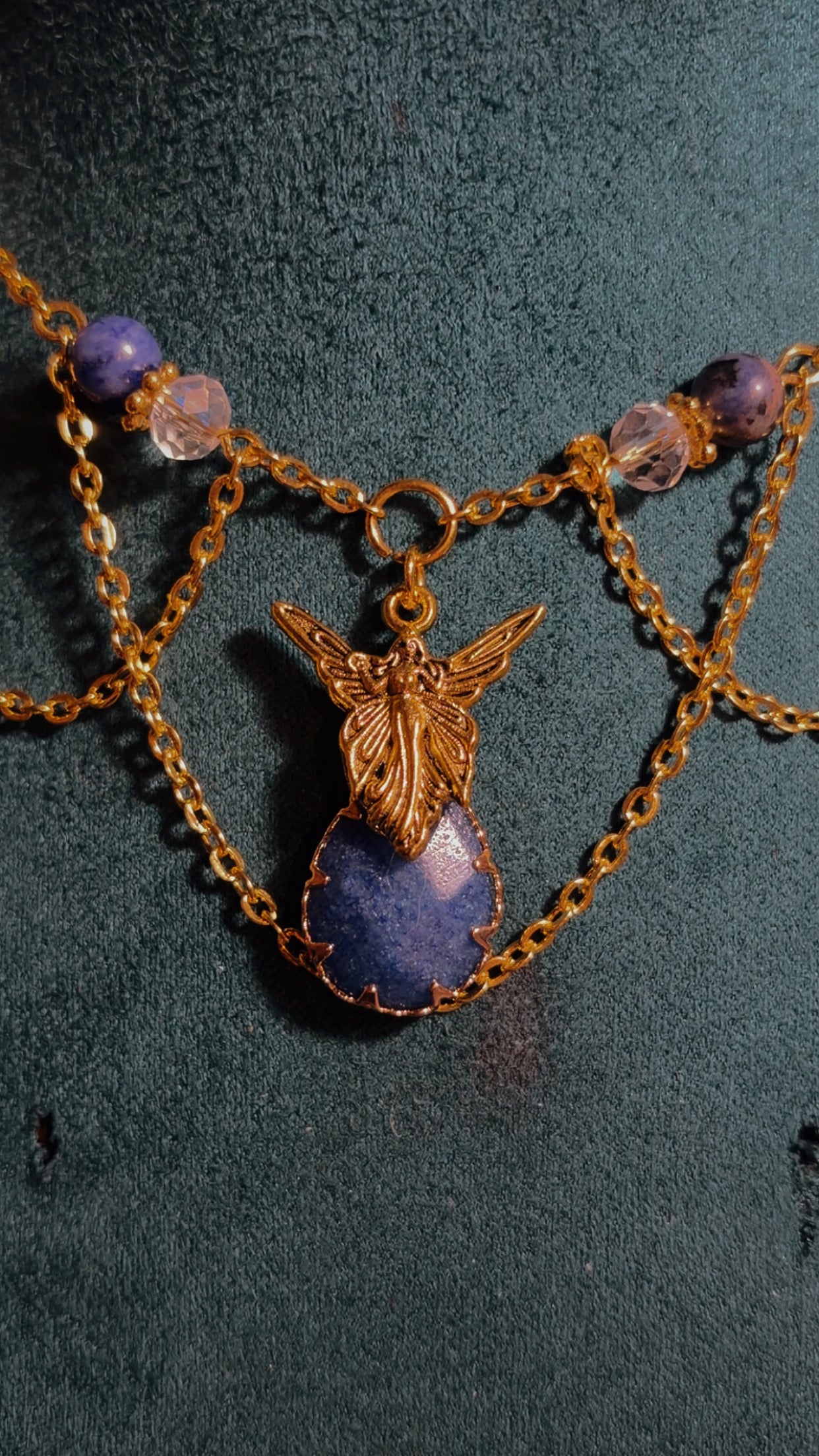 Handmade lapis lazuli fairy necklace