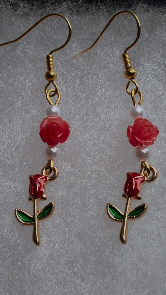 Handmade rose earrings