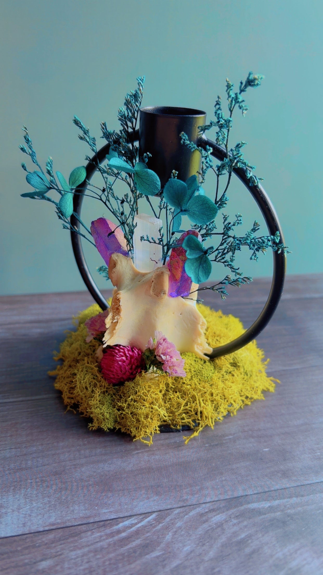Handmade deer vertebrae candle holder