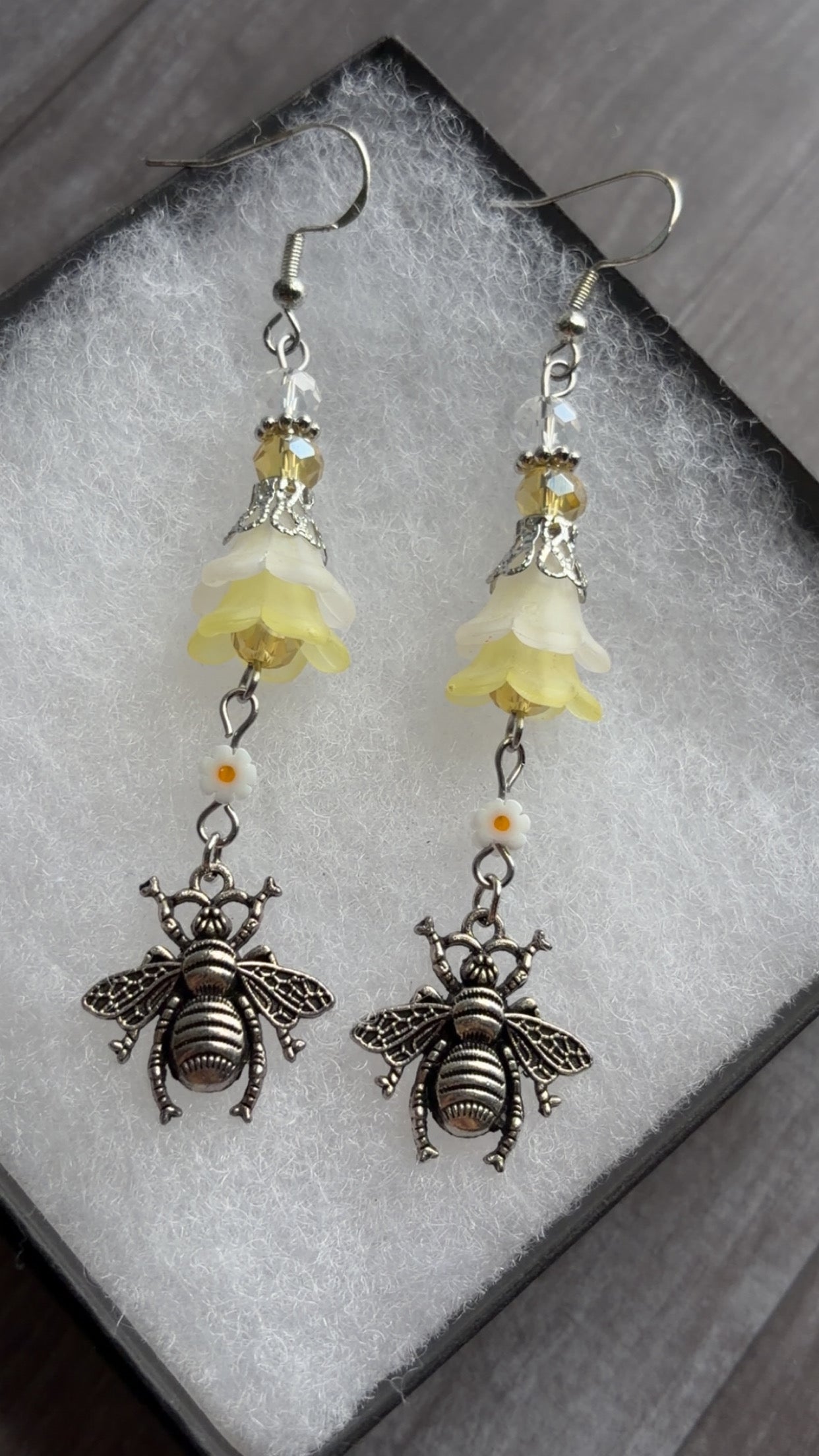 Handmade bee & flower earrings