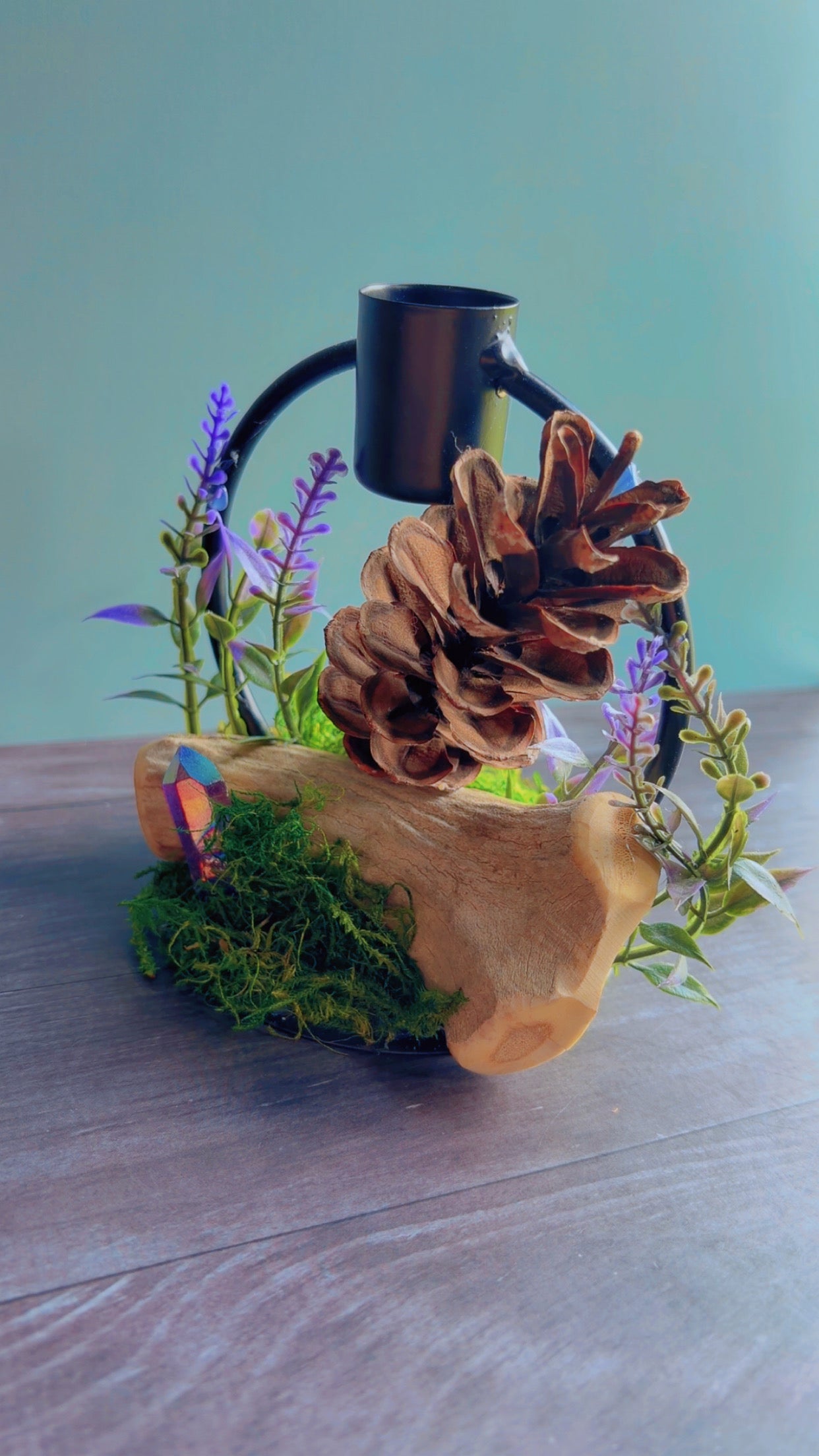 Handmade deer antler candle holder