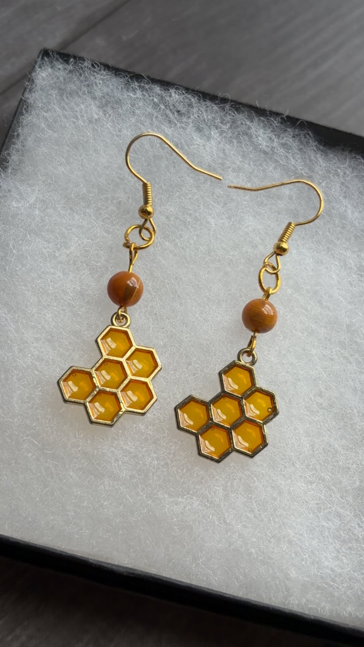 Handmade honey comb earrings