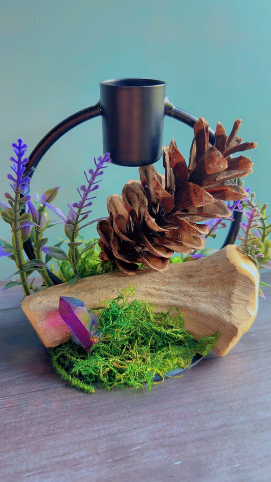 Handmade deer antler candle holder