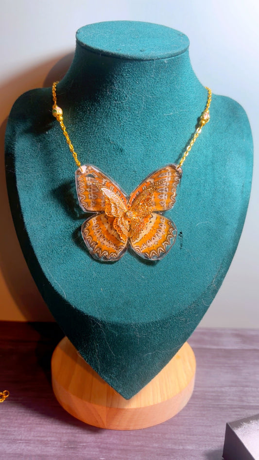 Handmade real butterfly wing necklace