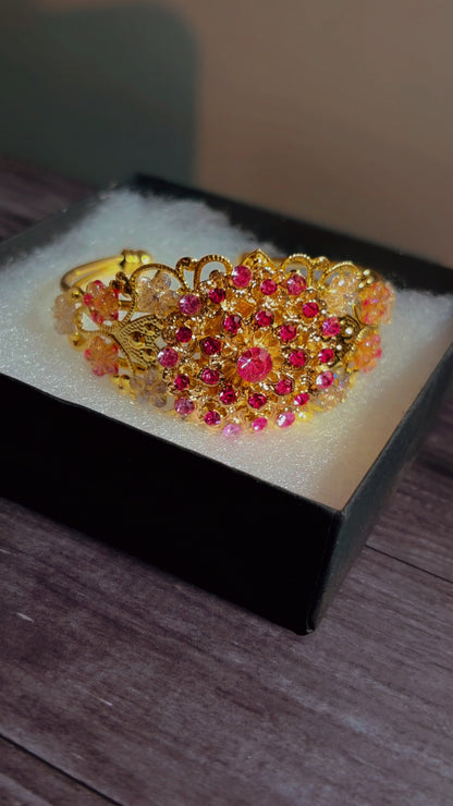 Handmade adjustable rhinestone cuff bracelet