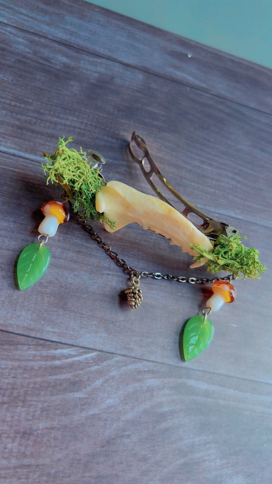 Handmade mink jawbone hair clip