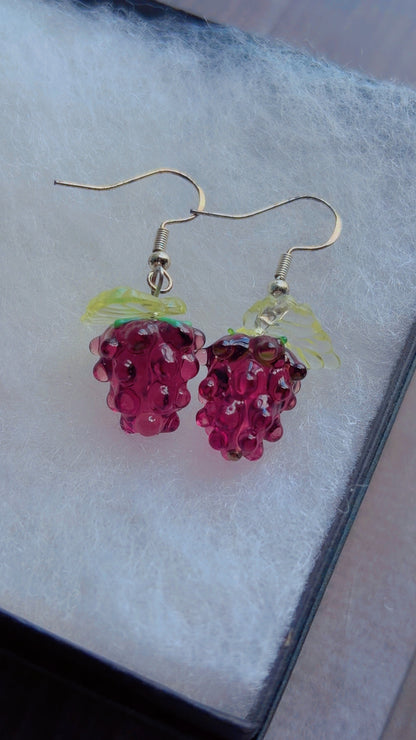 Glass blackberry earrings