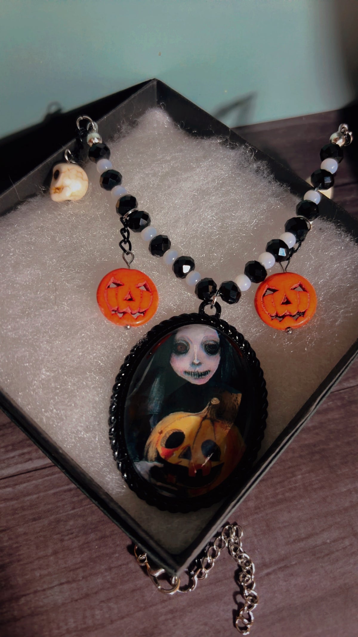 Handmade Halloween cameo necklace