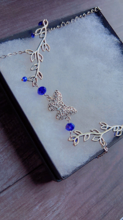Handmade forestcore butterfly necklace