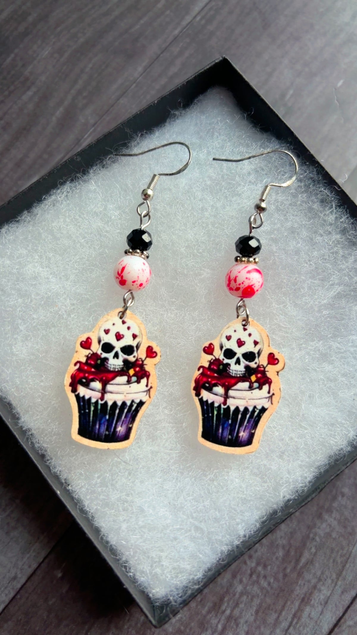 Handmade skull sundae earrings