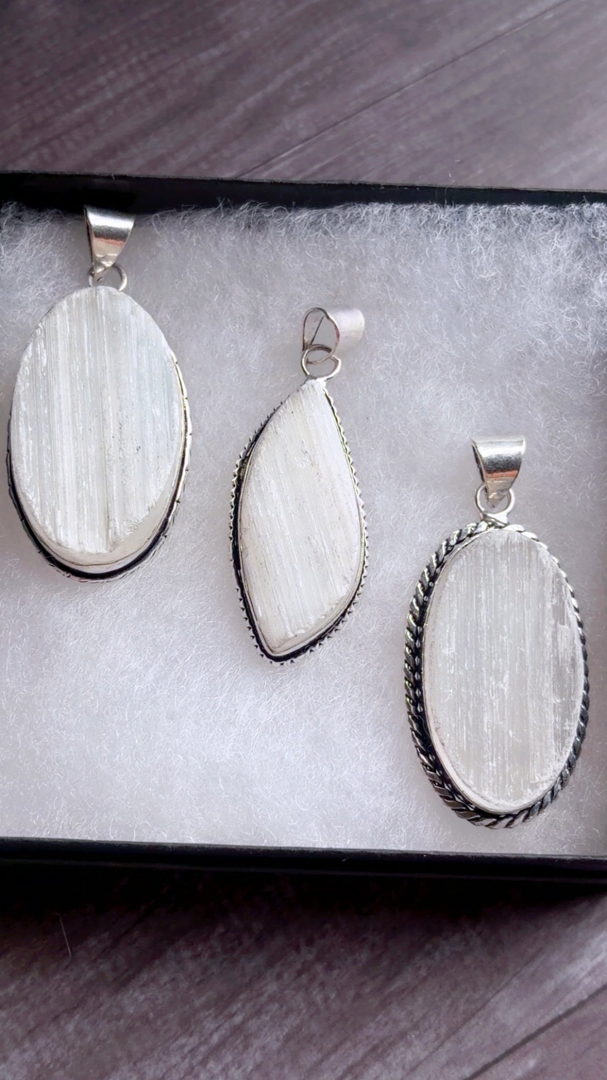 Selenite pendants