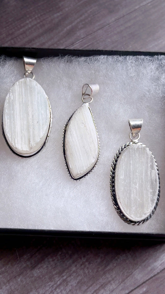 Selenite pendants