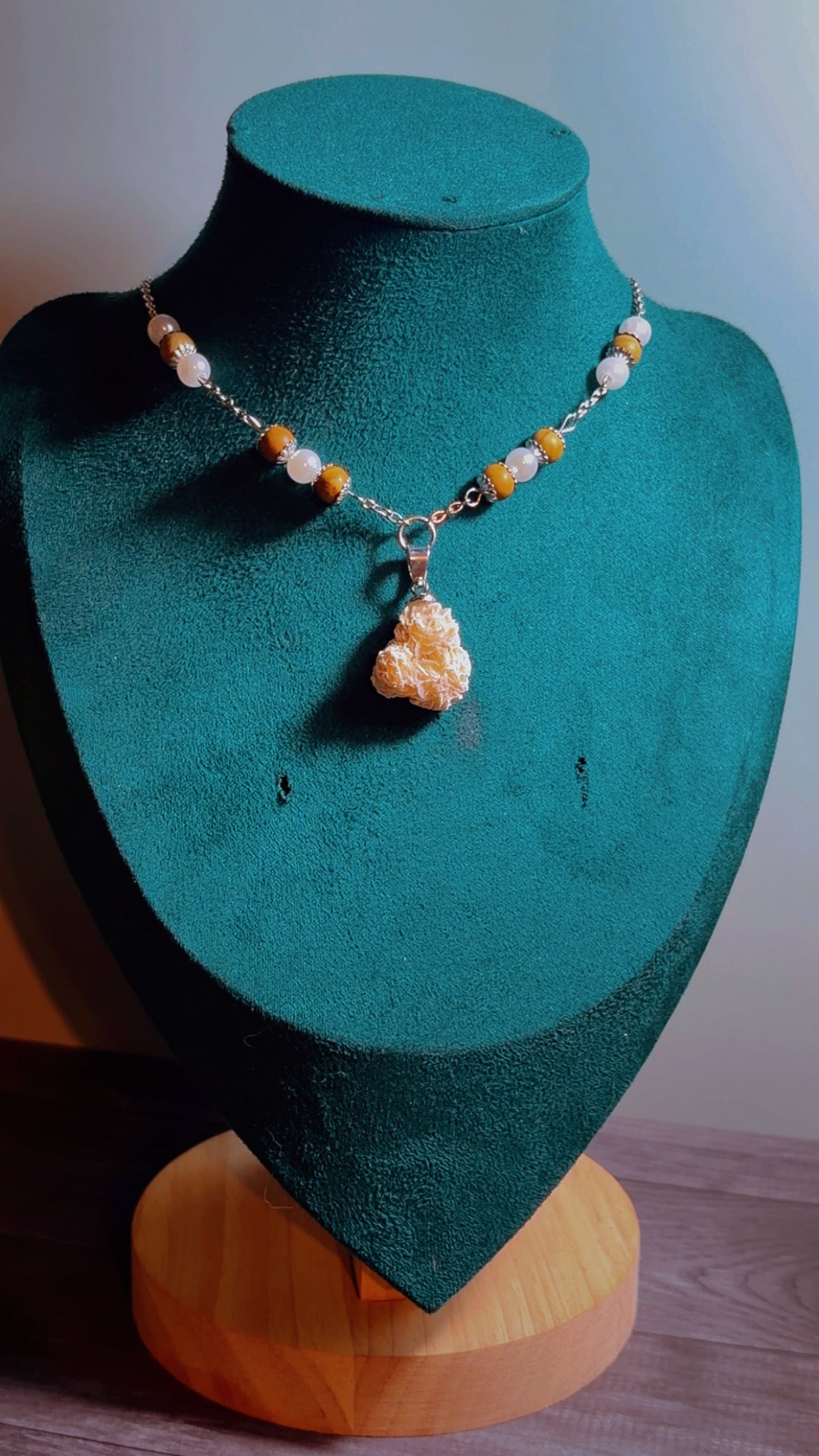 Handmade desert rose selenite necklace