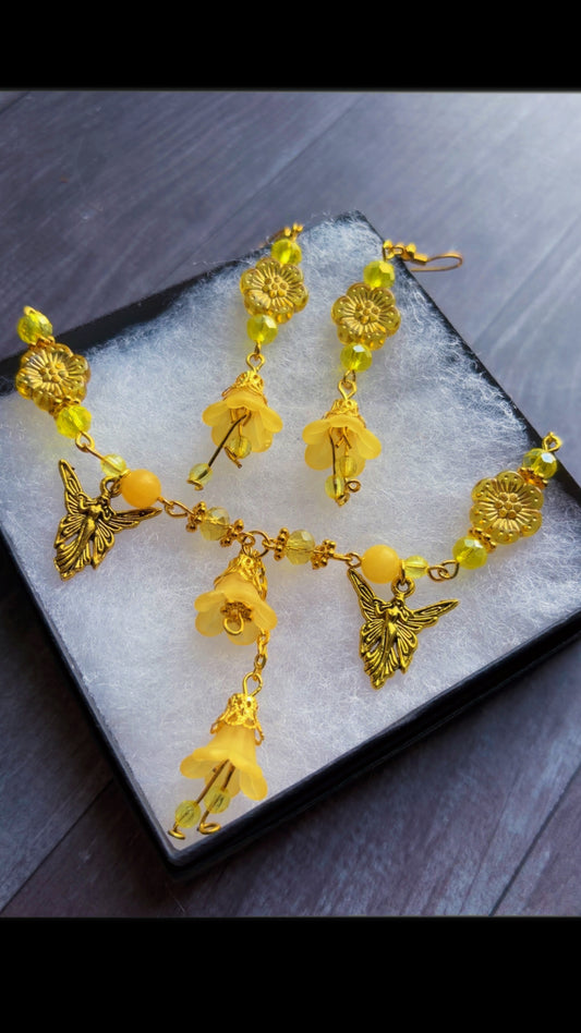 Handmade yellow garden fairy set