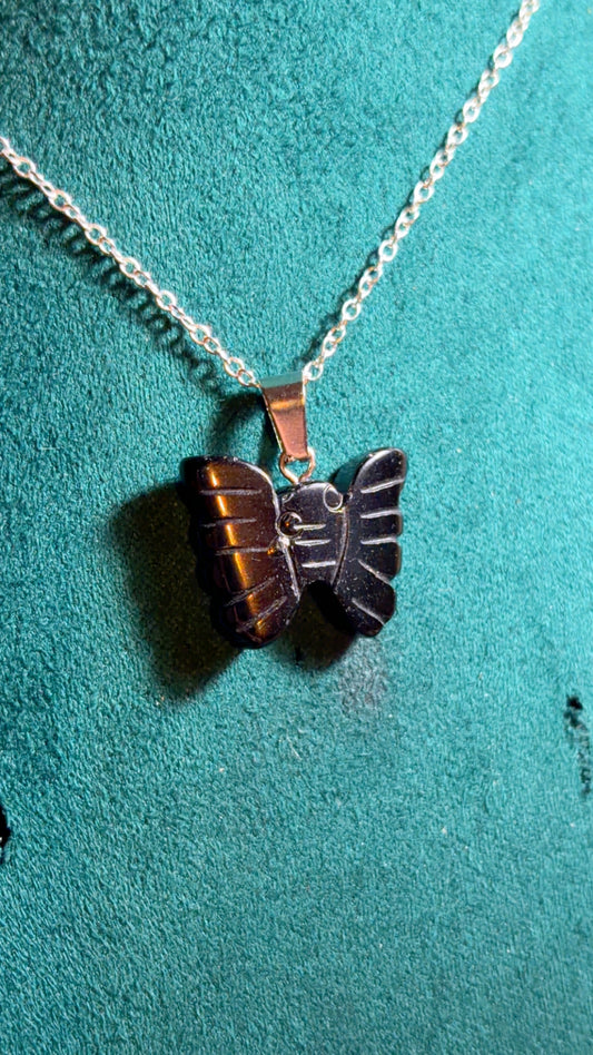 Black onyx butterfly necklace
