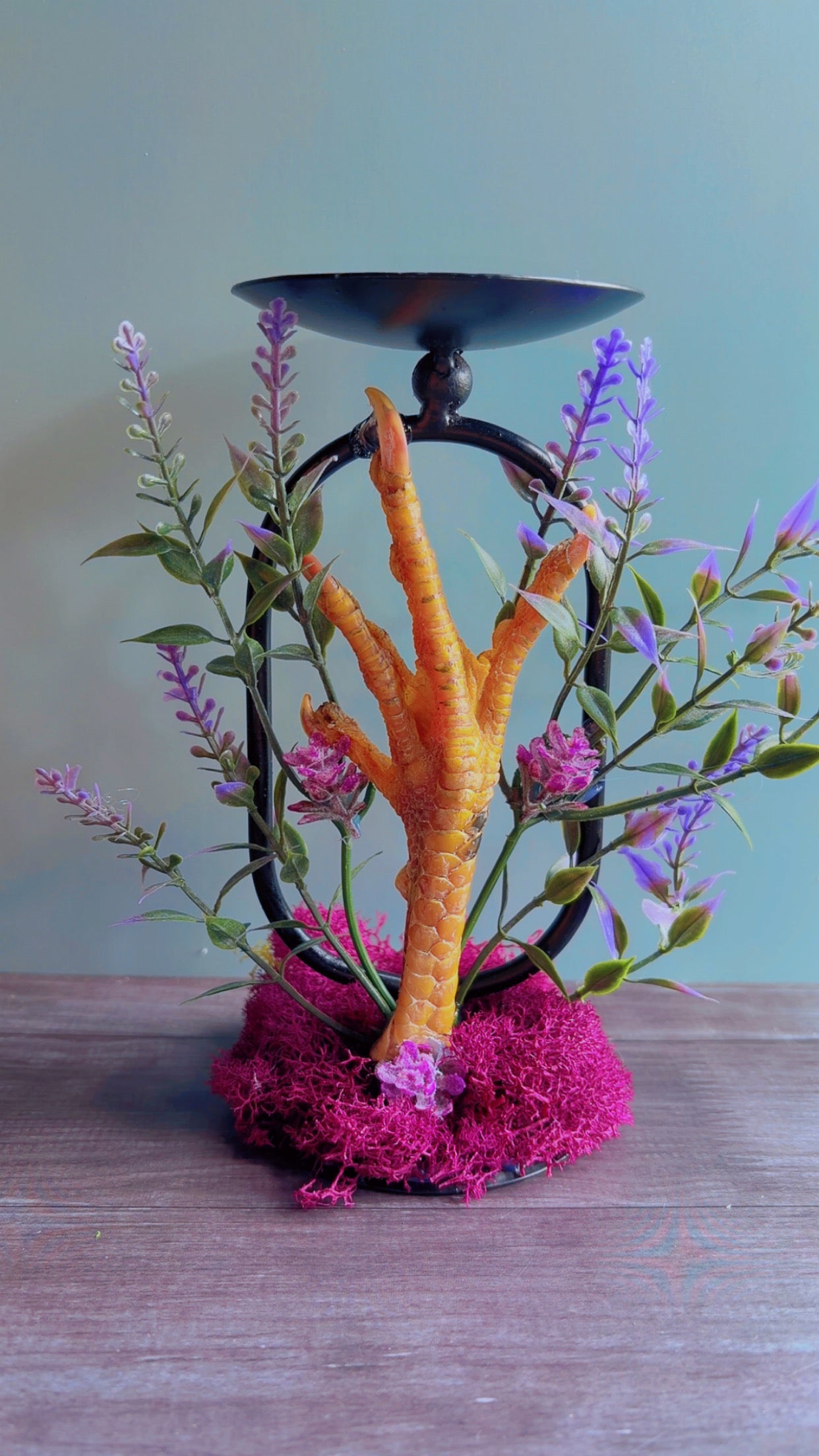 Handmade chicken foot candle holders