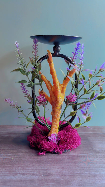 Handmade chicken foot candle holders