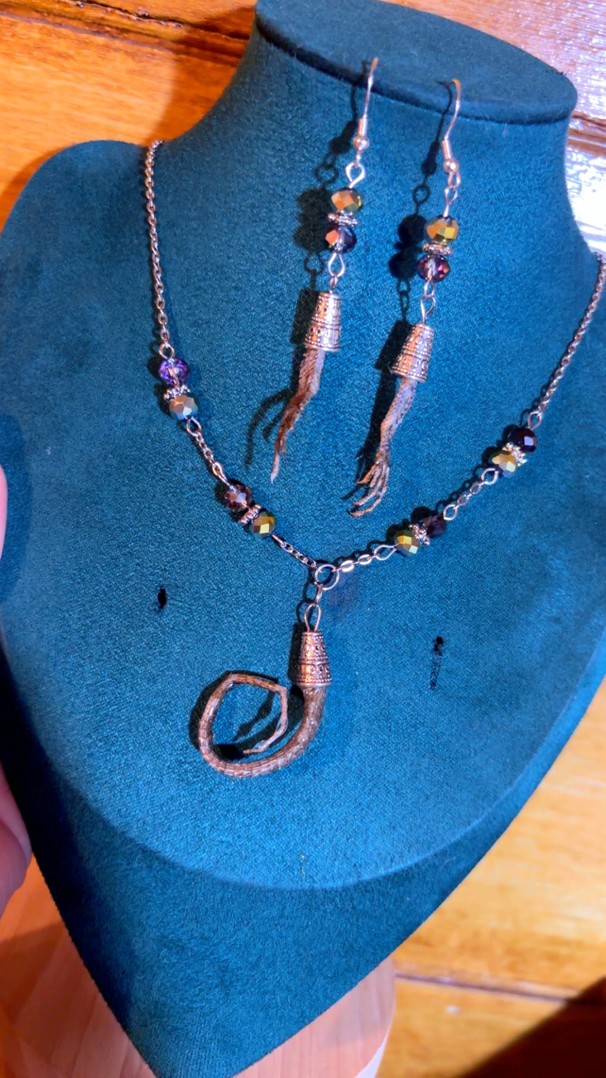 Handmade set featuring eastern fence lizard tail and feet