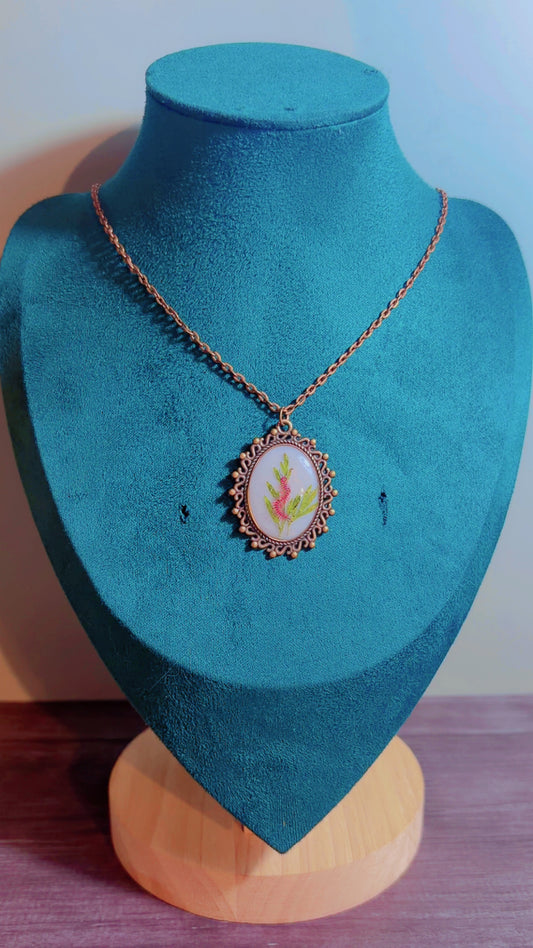 Handmade centipede cameo necklace