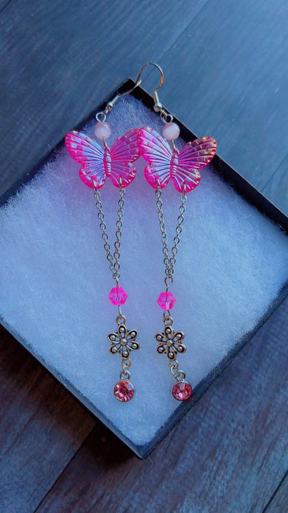 Handmade iridescent butterfly earrings